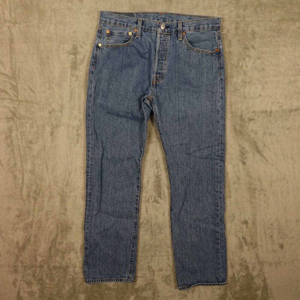 Levi's jeans 501 Original Fit straight‎ men's 33x32 stonewash blue denim red tab